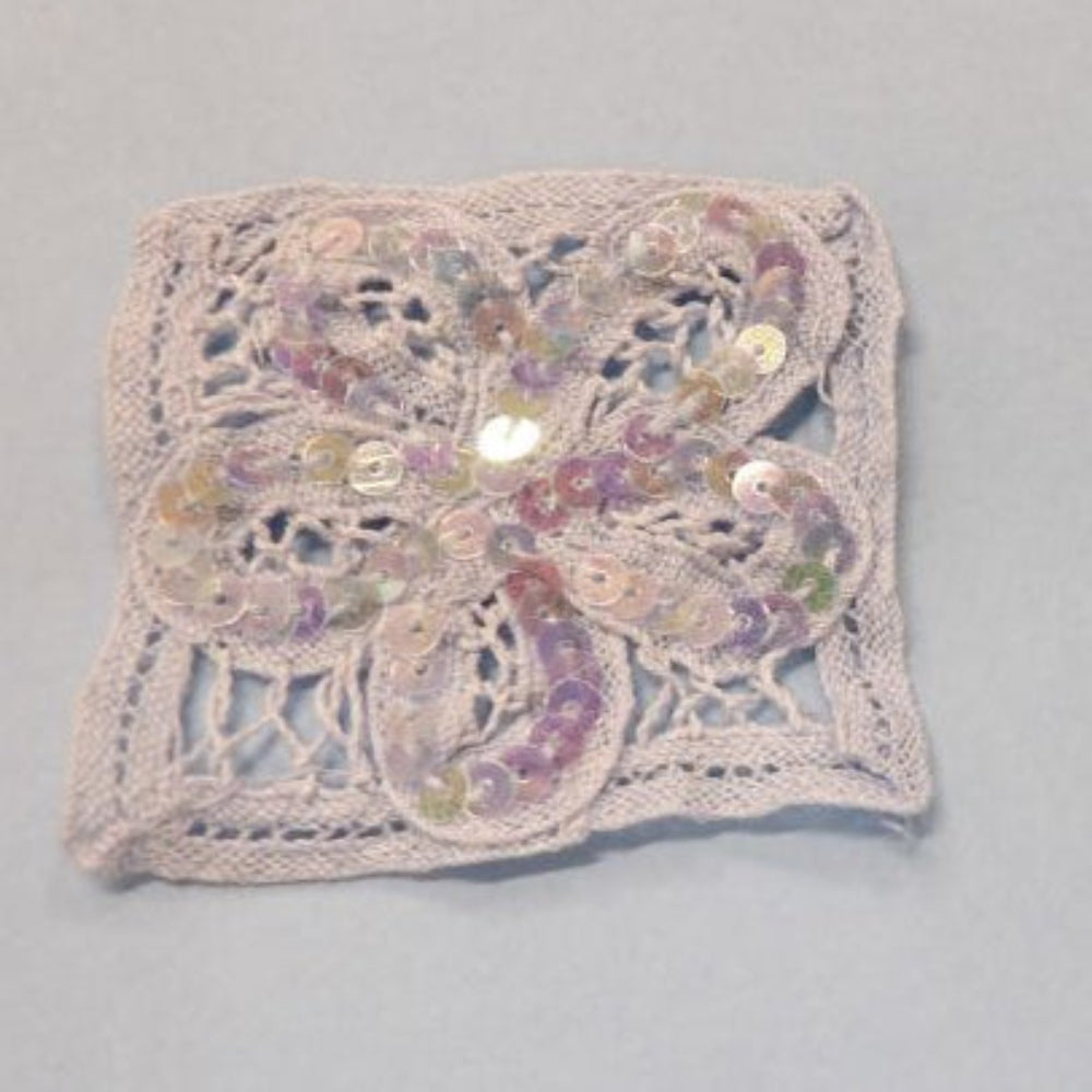 Only One Lot Of Light Blue Square Shape Sew On Cotton Type Motifs With Sequins Size 55mm
