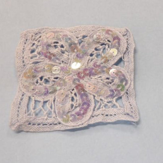 Only One Lot Of Light Blue Square Shape Sew On Cotton Type Motifs With Sequins Size 55mm