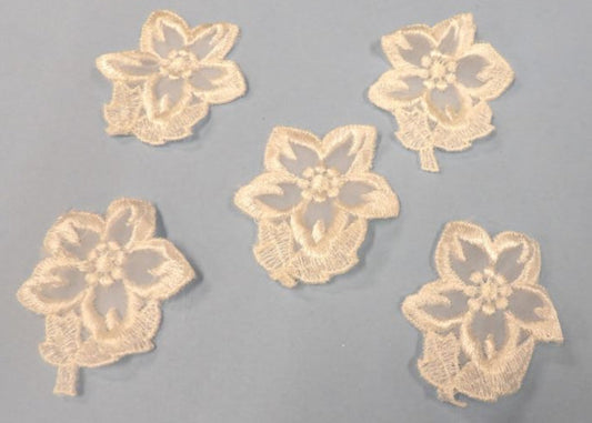 60 Ivory Lace Flower Sew On Motifs Size 60mm x 50mm clearance