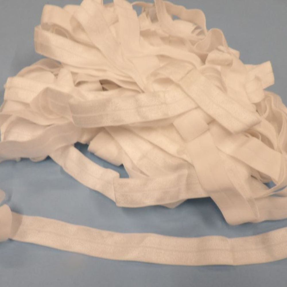 20 Metres Of White Satin One Side Folding Elastic 18mm Wide Loose In A Bag Clearance