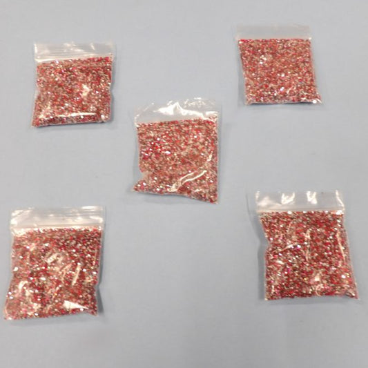 5 Bags Cerise With Silver Colour Of Glitter Approximate 10 Grams In Each Bag