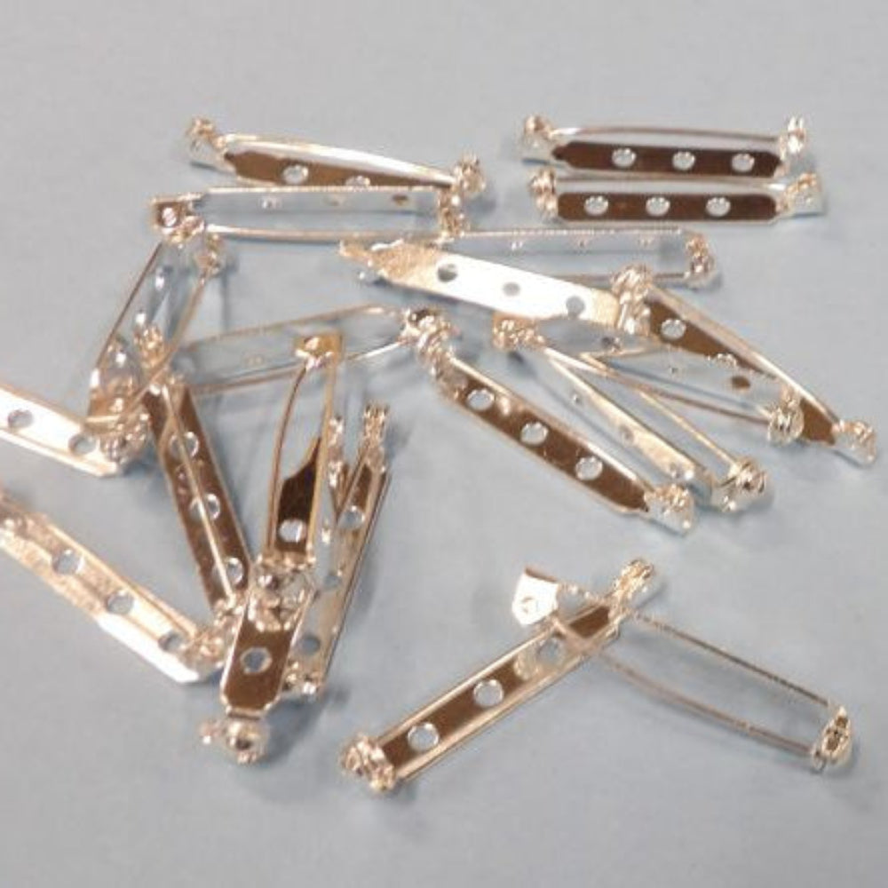 20 Brooch Backs Fasteners Safety Pins Fasteners Silver Metal Size 35mm Clearance
