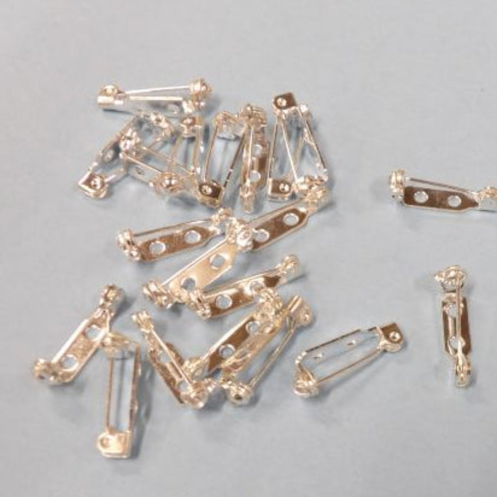 20 Brooch Backs Fasteners Safety Pins Fasteners Silver Metal Size 20mm Clearance