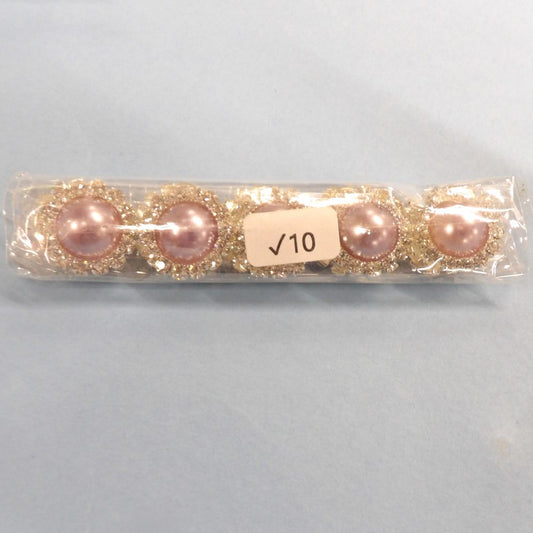 10 Round shape with sparkly diamantes and 12mm Light Lilac pearl in centre flat back size 18mm clearance