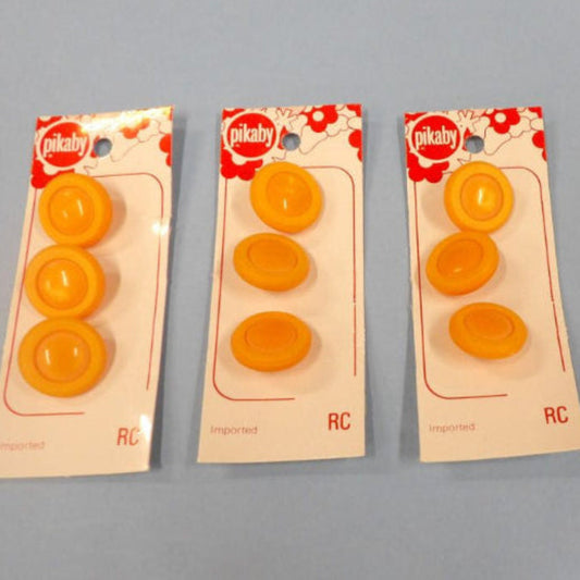 10 Cards of 3 Light Orange Colour Shank Buttons Size 15mm clearance Pikaby Brand Vintage