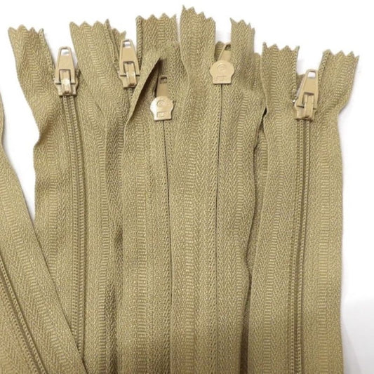 10 closed end zips BEIGE size 61cm / 24 inch long NEW