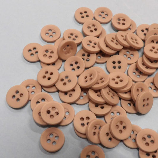 100 small fawn 4 hole buttons size 11mm clearance