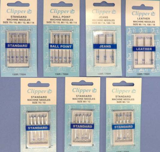 10 cards CLIPPER sewing machine needles choice of type Whitecroft  brand