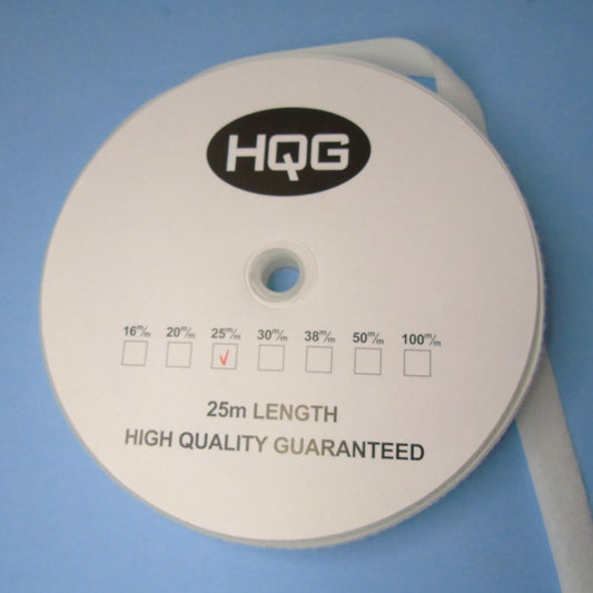 25 Metre Reel Of WHITE LOOP SIDE SEW ON TYPE TAPE Choice Of Width