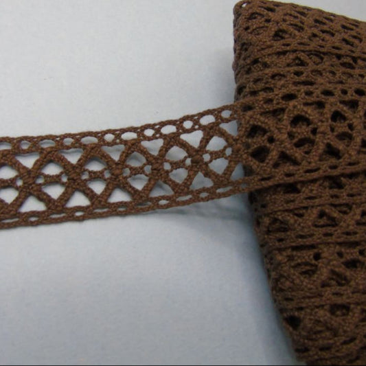 10 metres of dark brown cotton lace with straight edges 28mm wide clearance