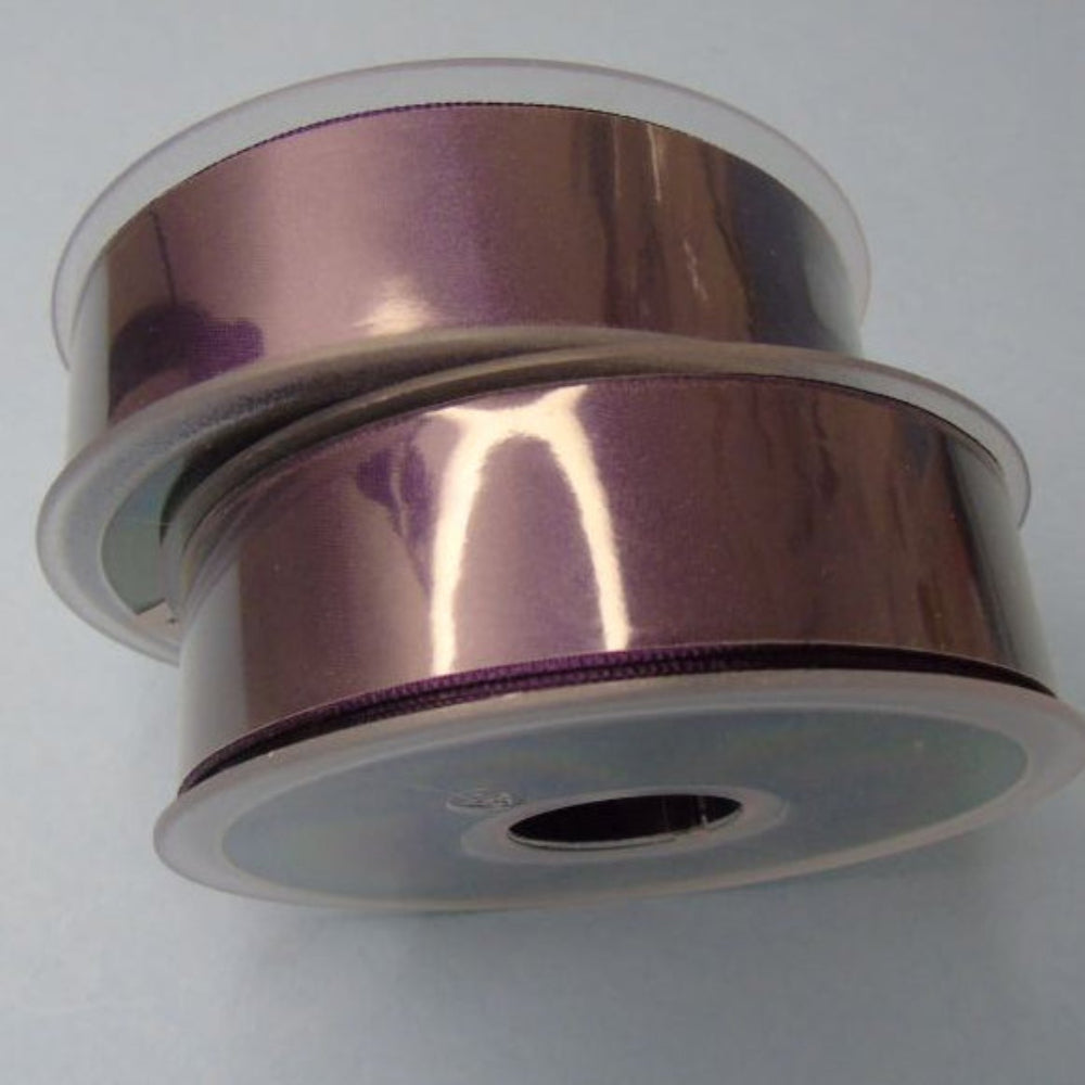 Only One lot Of 2 x Dark Plum 25 metre Reels Of 25mm Double Satin Ribbon