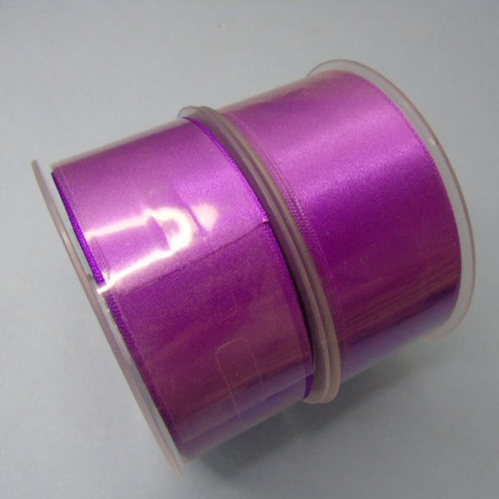 Only One lot Of 2 x Purple 25 metre Reels Of 38mm Double Satin Ribbon