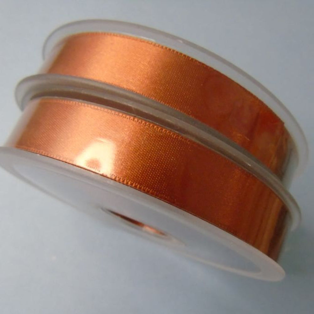 Only One lot Of 2 Rust x 25 metre Reel Of 15mm Double Satin Ribbon