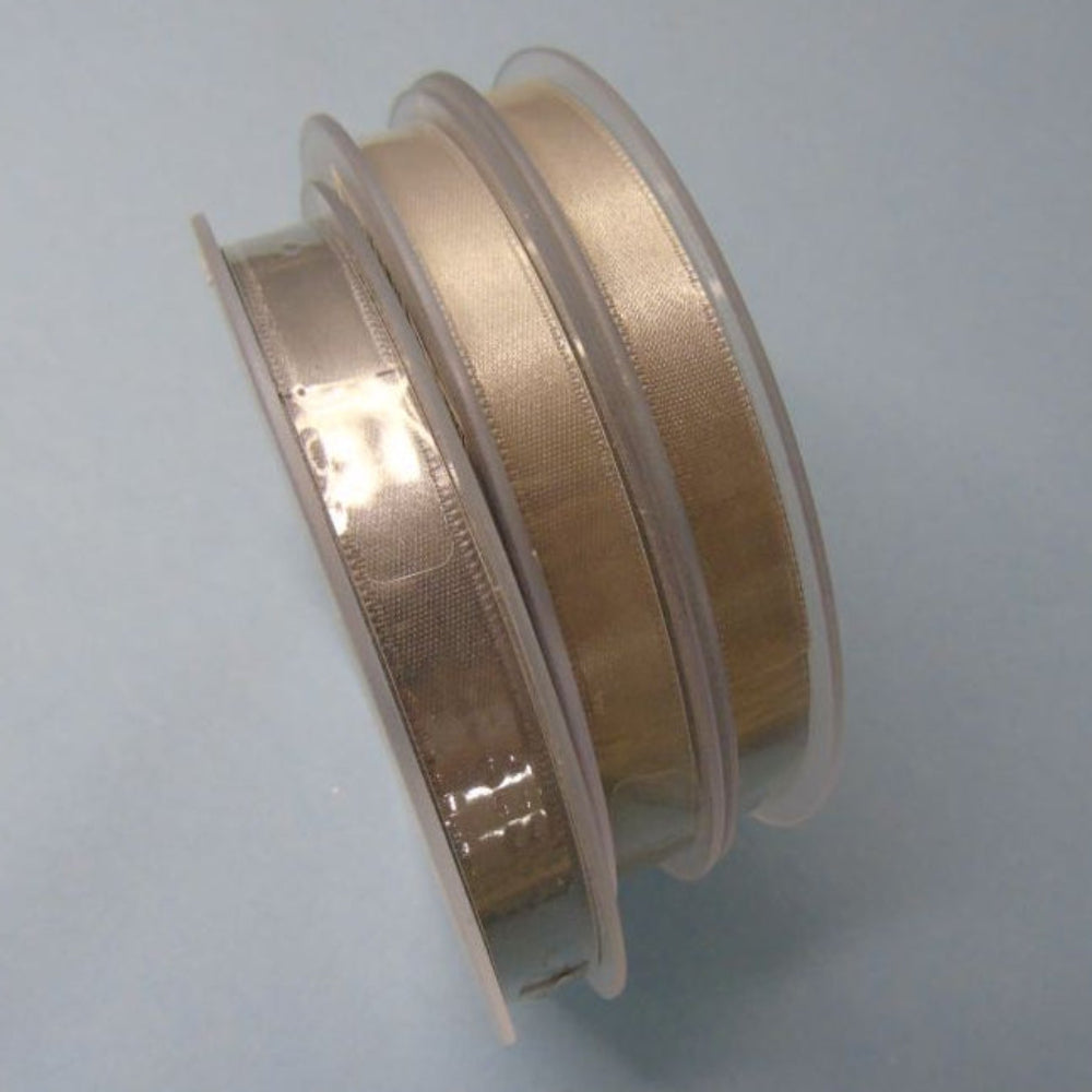 Only One lot Of 3 Reels Of grey x 25 metre Reels Of 10mm Double Satin Ribbon Clearance