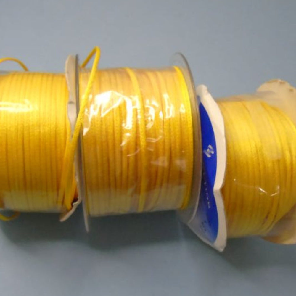 Only One Lot Of 3 x 100 Metre Of Bright Yellow Rats Tail Satin Cord