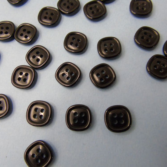 100 Black Square Type 4 Hole Buttons Size 14mm Clearance