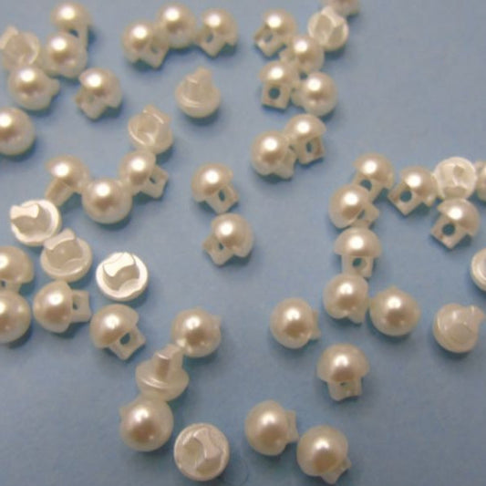 100 White Pearl Shank Wedding Type Button Size 8mm Clearance