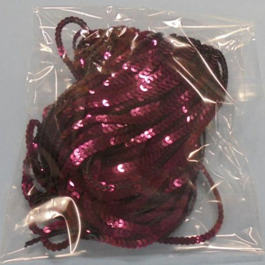 20 Metre Mini Strung Sequins Wine Colour 3mm Wide Loose In A Bag Clearance