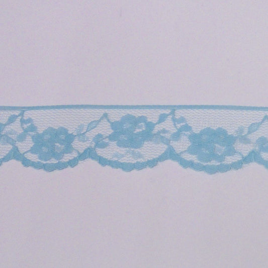 20 Metres Of Floral Design Light Turquoise Lace 28mm Wide Loose In A Bag Clearance