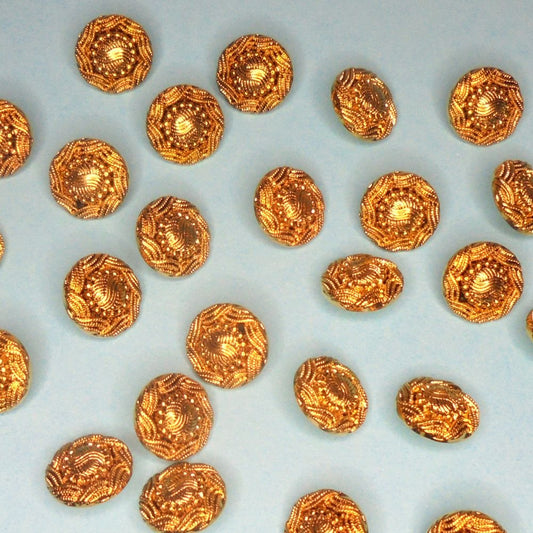 50 Gold Patterned Shank Buttons Size 18mm Clearance