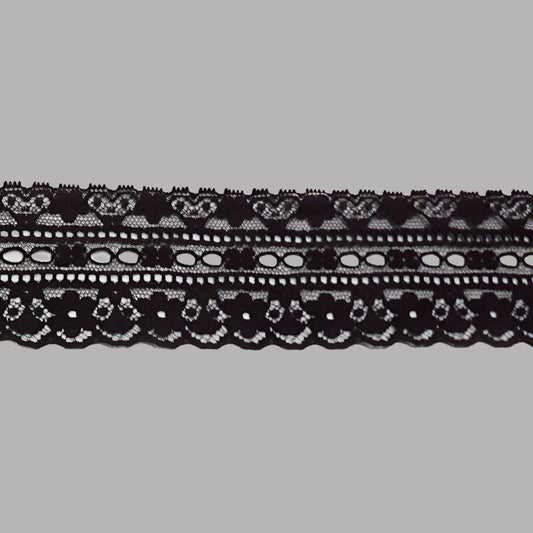 10 metres of black flower design lace 50mm clearance loose in a bag