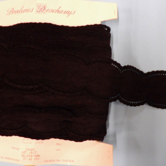 27.4 metres of black shiny brushed type like velvet lace with fancy scalped edge on both sides 65mm wide Broderies Deschamps Brand clearance