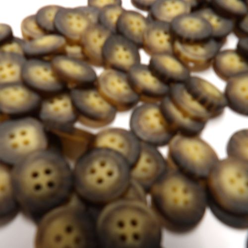 100 dark brown with fawn centre 4 hole buttons size 15mm clearance