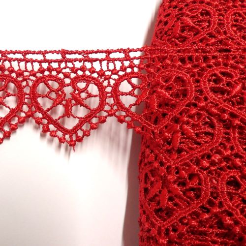 27.4 metres of RED Guipure lace HEART DESIGN 35mm wide