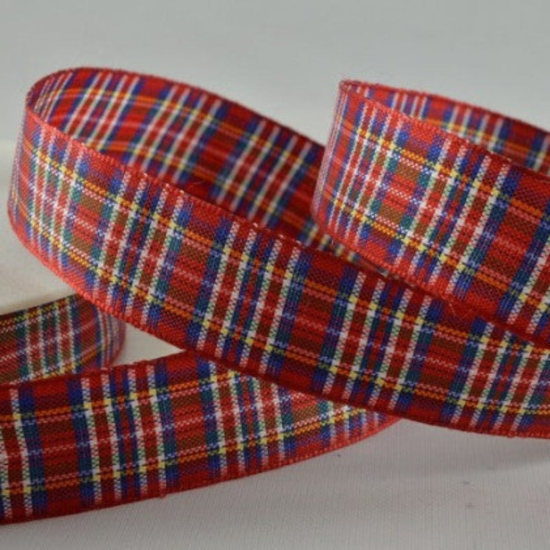 25 metres of Tartan Design Woven Ribbon size 25mm choice of colours NEW COLOURS