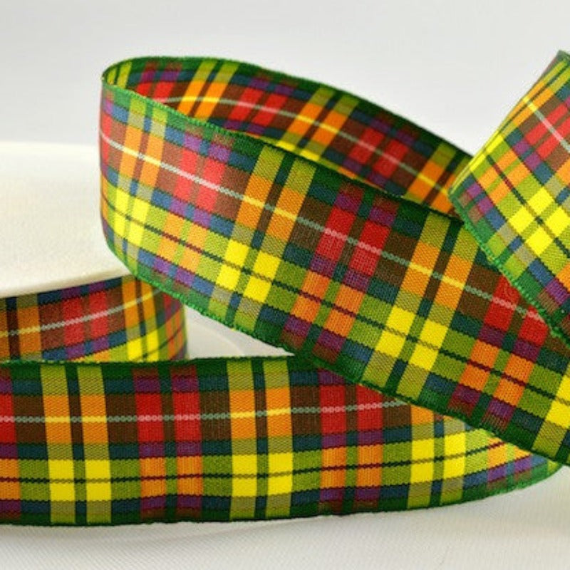 25 metres of Tartan Design Woven Ribbon size 25mm choice of colours NEW COLOURS