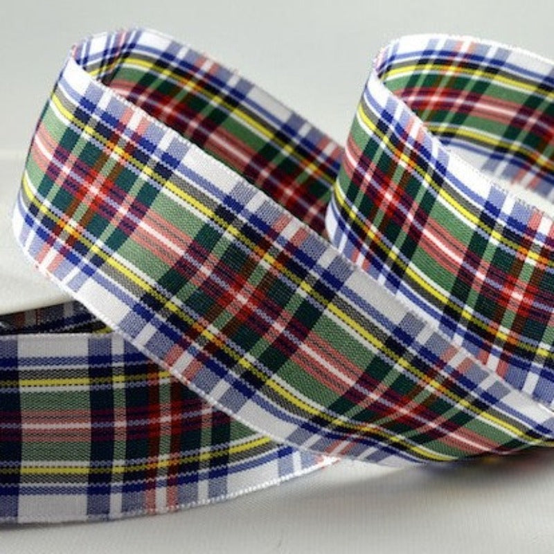 25 metres of Tartan Design Woven Ribbon size 25mm choice of colours NEW COLOURS