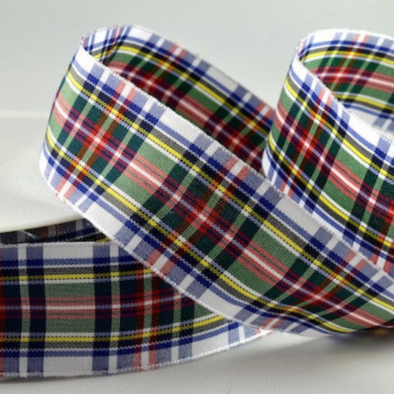 25 metres of Tartan Design Woven Ribbon size 38mm choice of colours NEW COLOURS