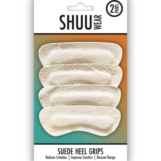 Card of two pairs of Suede Heel Grips Shuu Brand