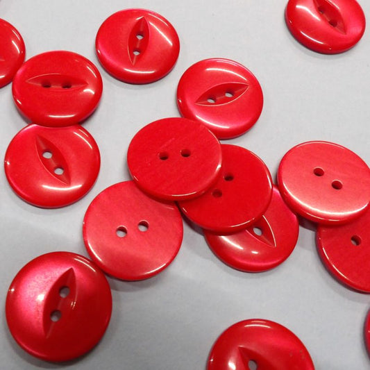 20  Bright Red Fish Eye buttons size 36 line size 23mm clearance