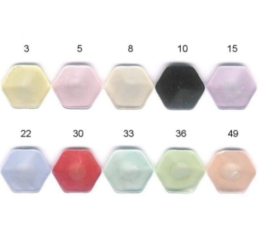 20 Hexagonal shank buttons size 28 Line choice of colour