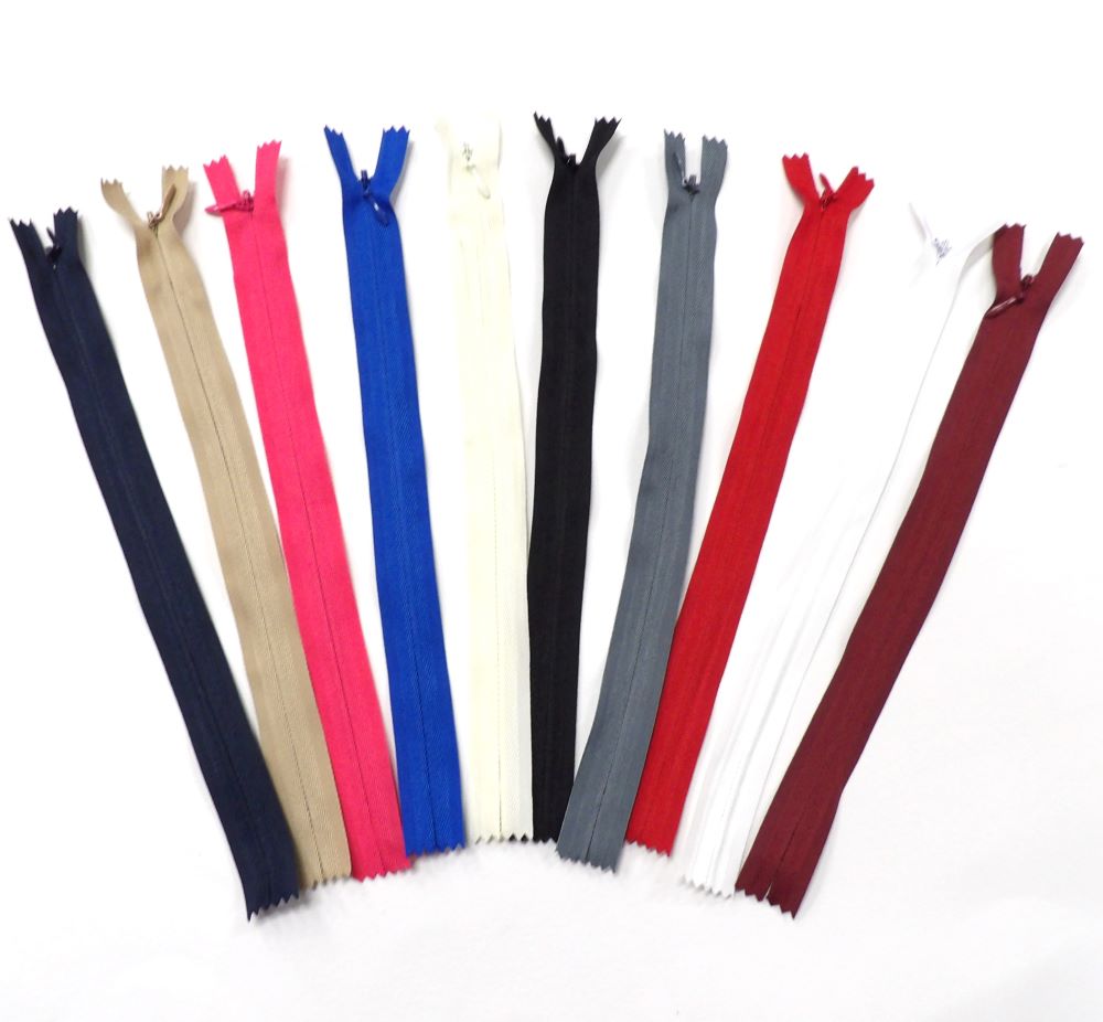 10 NEW Invisible Concealed zips size 25cm / 10 inch choice of colour