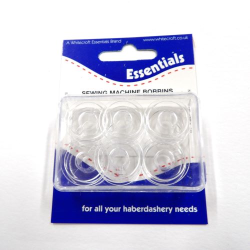 One cards of 6 bobbins Plastic Sewing Machine Bobbins Style 15k Whitecroft Brand