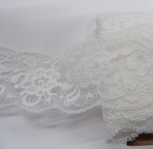 20 metres of ivory stretch lace floral design 42mm wide clearance