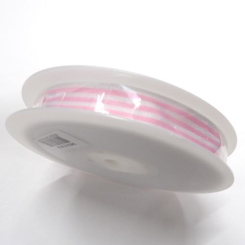 20 metre reel of Pink striped ribbon 15mm wide