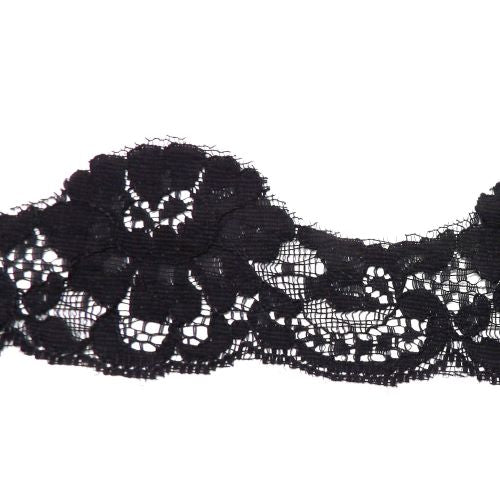 20 metres of black lace rose up and down design 52mm wide clearance