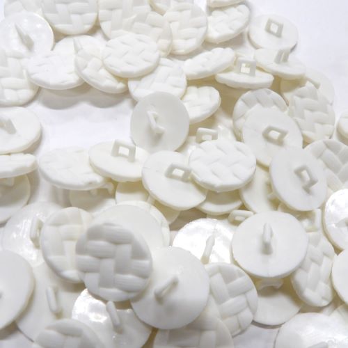 100 white textured shank buttons size 17mm clearance