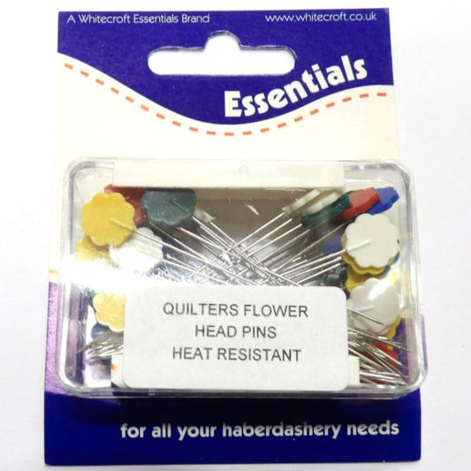 5 packs of flower shape quilting pins size 53mm x 0.56mm 50 pins in each pack Whitecroft Brand