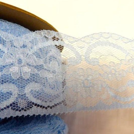 10 metre of floral design LIGHT BLUE lace 55mm / 2.25 inch wide loose in a bag