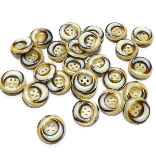 25 shiny Aran type swirl design 4 hole buttons 26mm clearance
