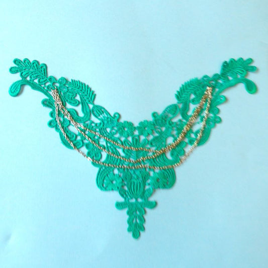 Jade embroidered motif with silver chains size 35cm clearance