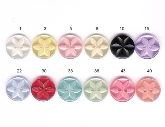 100 star type buttons 18 line size 11mm choice of colours