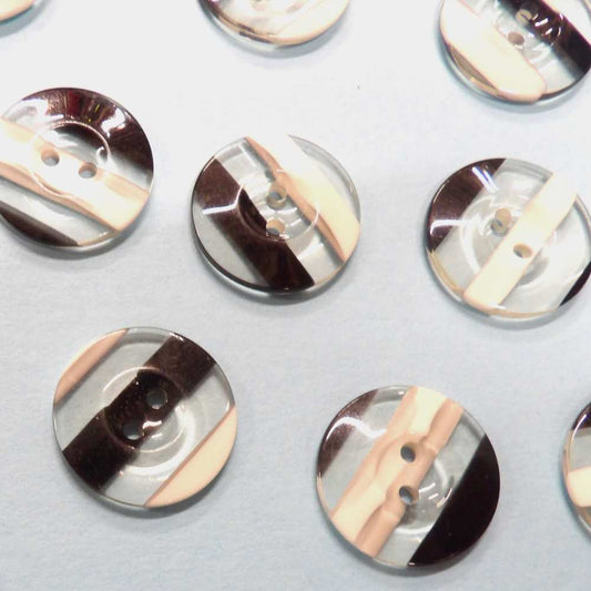 500 striped two hole buttons 22mm Black and White and Clear clearance