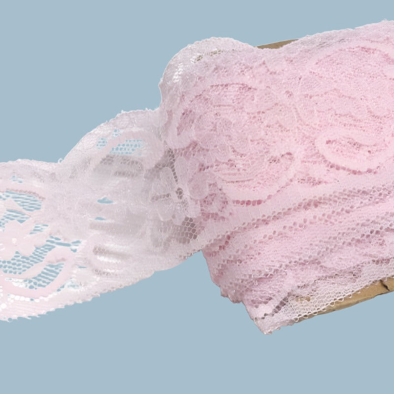 10 metres of floral design PINK lace 55mm / 2.25 inch wide