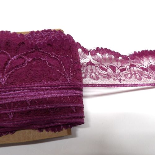 20 metres of wine colour lace flower design 38mm wide clearance