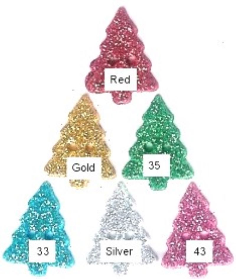 50 Glitter Christmas Tree 2 hole buttons choice of colour size 20mm x 15mm NEW